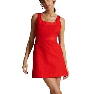 MAEVE by Anthropologie | Orange/Red Scoop-Neck 60s Inspired Dress | Women's 8